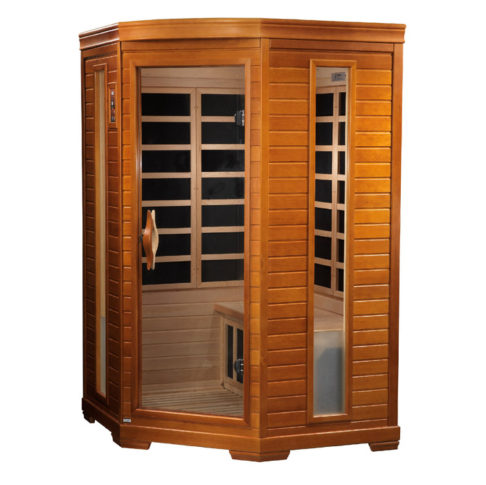 Golden Designs Dynamic Heming Elite FAR Infrared Sauna Corner Unit with Hemlock Wood