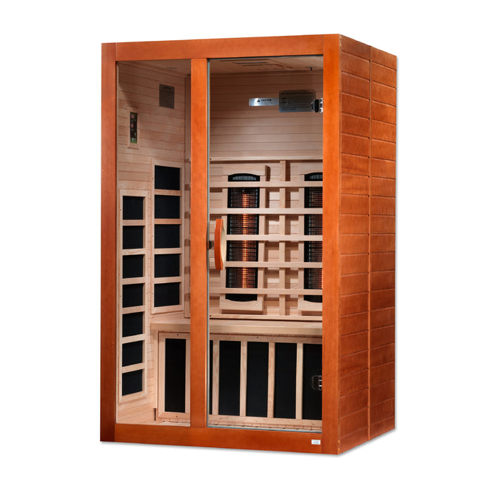 Golden Designs Dynamic Full Spectrum Santiago FAR Infrared Sauna w/ Dark Honey Hemlock Wood