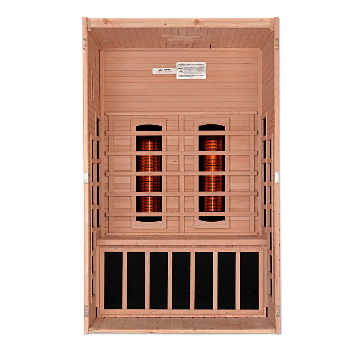 Golden Designs Dynamic Full Spectrum Santiago FAR Infrared Sauna w/ Dark Honey Hemlock Wood