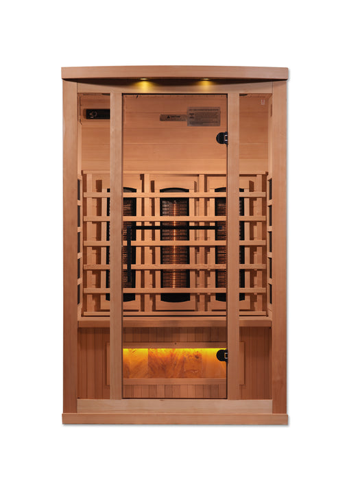 Golden Designs Near Zero EMF 2-Person Full Spectrum PureTech Infrared Sauna w/ Himalayan Salt Bar