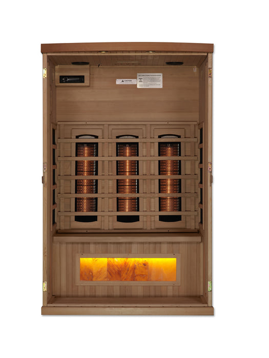 Golden Designs Near Zero EMF 2-Person Full Spectrum PureTech Infrared Sauna w/ Himalayan Salt Bar