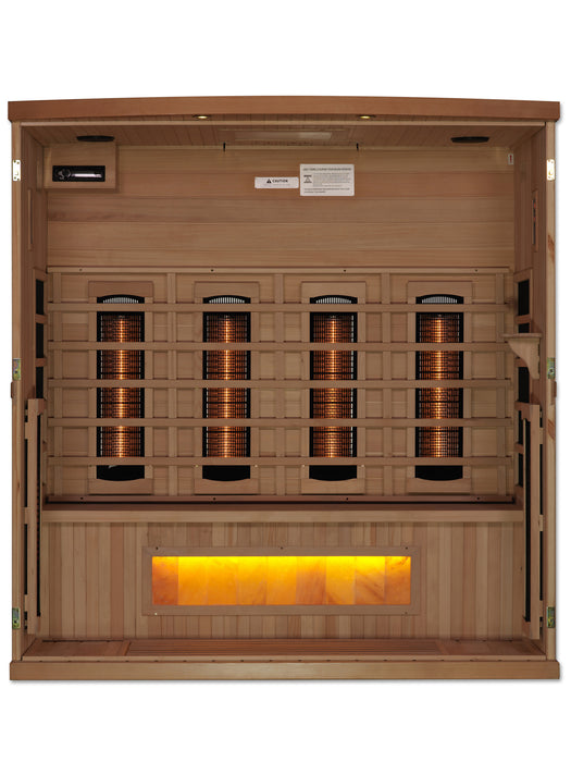 Golden Designs 4-Person PureTech Full Spectrum Infrared Sauna w/ Himalayan Salt Bar