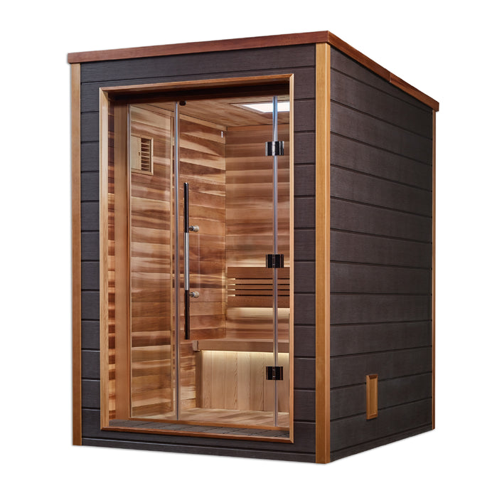 Golden Designs Narvik 2-Person Indoor/Outdoor Traditional Sauna w/ Red Cedar Wood