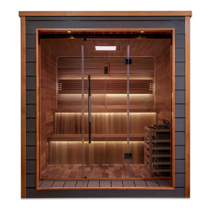 Golden Designs Bergen 6-Person Traditional Traditional Sauna w/ All-Weather Exterior & Red Cedar Wood Interior