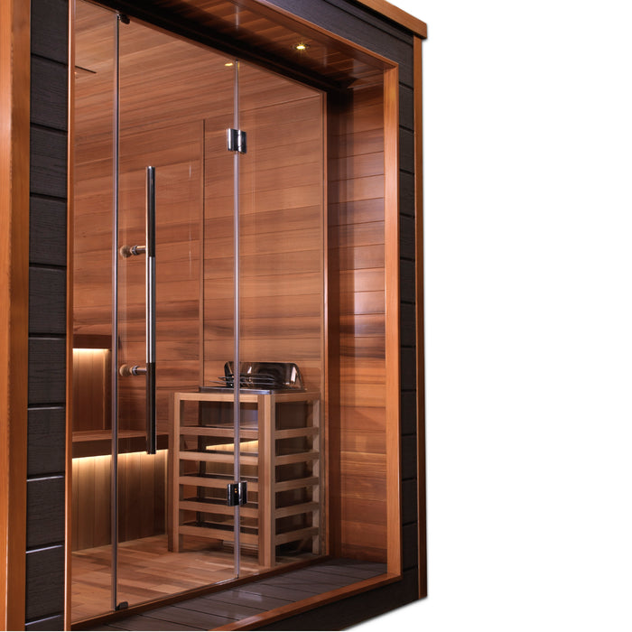 Golden Designs Bergen 6-Person Traditional Traditional Sauna w/ All-Weather Exterior & Red Cedar Wood Interior