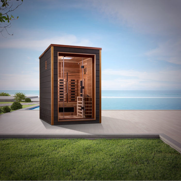 Golden Designs Nora 2-Person Full Spectrum PureTech Hybrid Sauna w/ All-Weather Exterior & Red Cedar Wood Interior