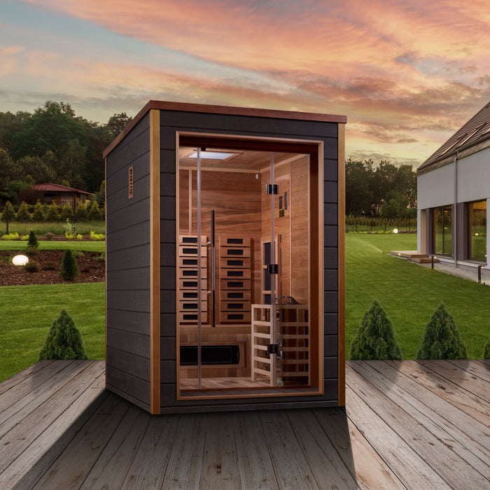 Golden Designs Nora 2-Person Full Spectrum PureTech Hybrid Sauna w/ All-Weather Exterior & Red Cedar Wood Interior