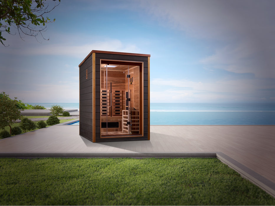 Golden Designs Nora 2-Person Full Spectrum PureTech Hybrid Sauna w/ All-Weather Exterior & Red Cedar Wood Interior