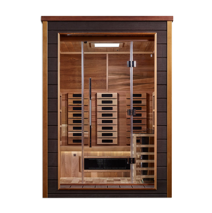 Golden Designs Nora 2-Person Full Spectrum PureTech Hybrid Sauna w/ All-Weather Exterior & Red Cedar Wood Interior