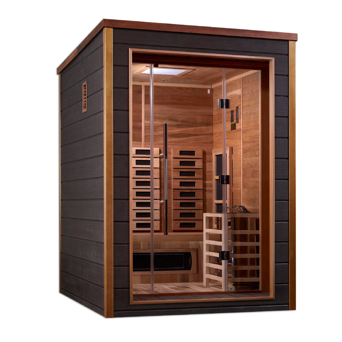 Golden Designs Nora 2-Person Full Spectrum PureTech Hybrid Sauna w/ All-Weather Exterior & Red Cedar Wood Interior