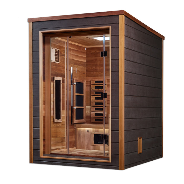 Golden Designs Nora 2-Person Full Spectrum PureTech Hybrid Sauna w/ All-Weather Exterior & Red Cedar Wood Interior