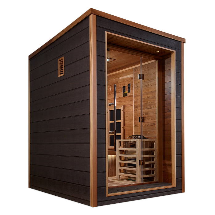 Golden Designs Nora 2-Person Full Spectrum PureTech Hybrid Sauna w/ All-Weather Exterior & Red Cedar Wood Interior