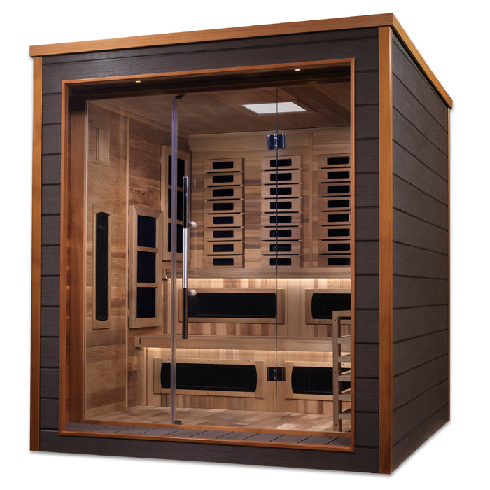 Golden Designs Karlstad 6-Person PureTech Full Spectrum Hybrid Sauna w/ All-Weather Exterior & Red Cedar Wood Interior