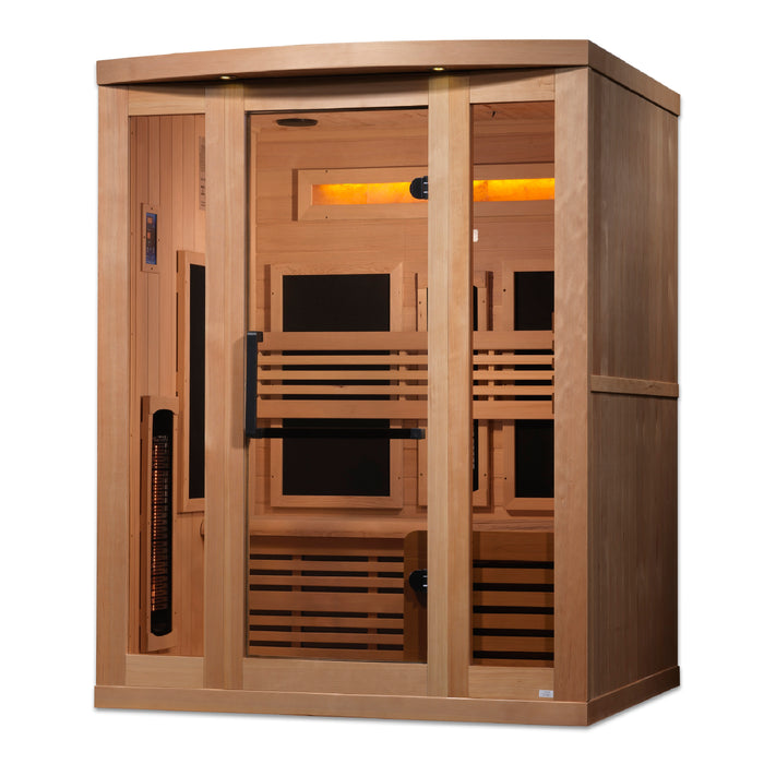 Golden Designs 3-Person PureTech Full Spectrum Infrared Sauna w/ Himalayan Salt Bar