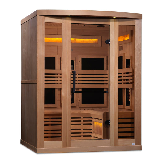 Golden Designs 3-Person PureTech Full Spectrum Infrared Sauna w/ Himalayan Salt Bar