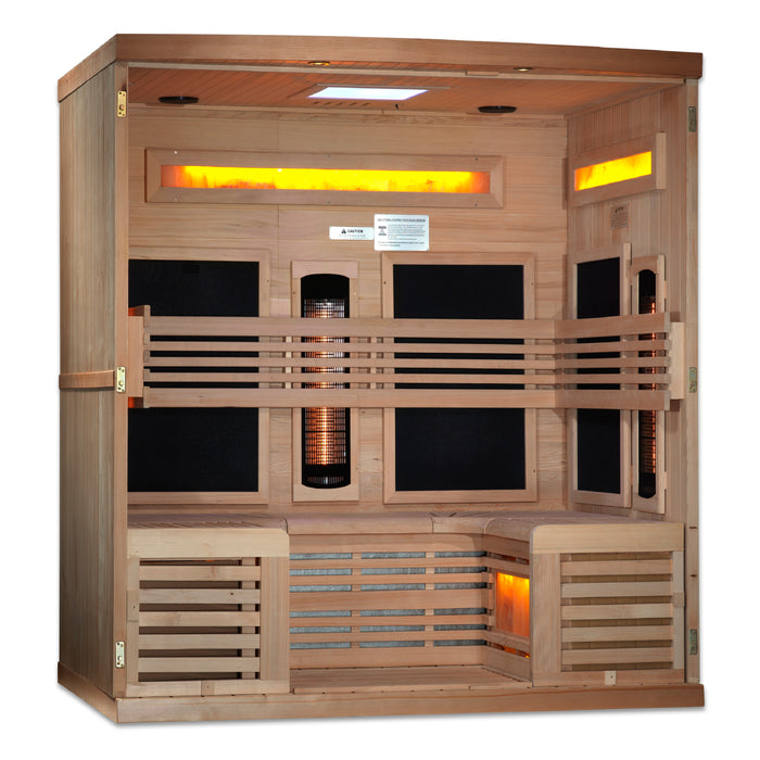 Golden Designs 6-Person PureTech Full Spectrum Infrared Sauna w/ Himalayan Salt Bar