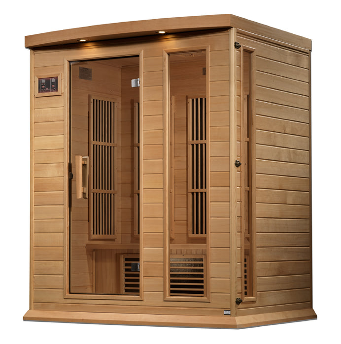 Golden Designs Maxxus 3-Person FAR Infrared Sauna w/ Hemlock Wood