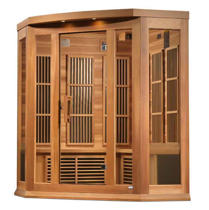 Golden Designs Maxxus 4-Person FAR Infrared Sauna Corner Unit with Red Cedar Wood