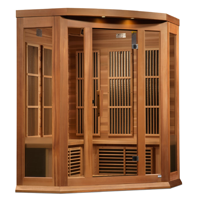 Golden Designs Maxxus 4-Person FAR Infrared Sauna Corner Unit with Red Cedar Wood