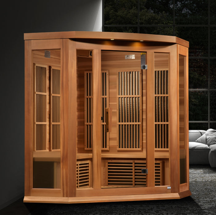 Golden Designs Maxxus 4-Person FAR Infrared Sauna Corner Unit with Red Cedar Wood