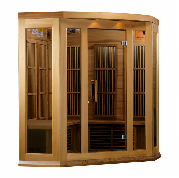 Golden Designs Maxxus 3-Person FAR Infrared Sauna Corner Unit w/ Red Cedar Wood