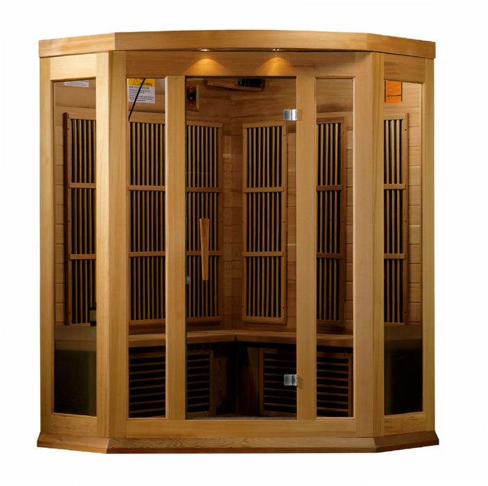 Golden Designs Maxxus 3-Person FAR Infrared Sauna Corner Unit w/ Red Cedar Wood