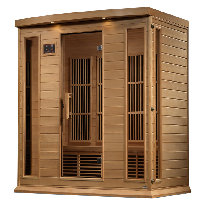 Golden Designs Maxxus 4-Person FAR Infrared Sauna Corner Unit w/ Hemlock Wood