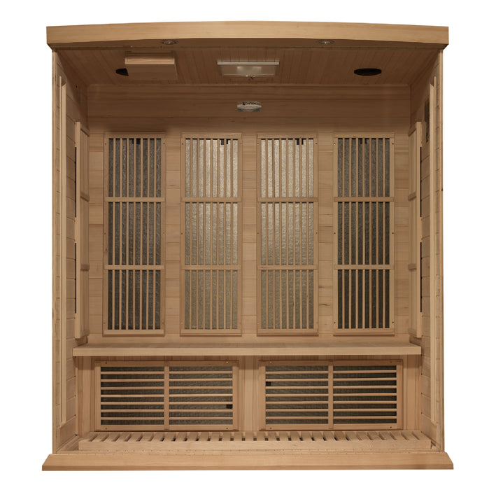 Golden Designs Maxxus 4-Person FAR Infrared Sauna Corner Unit w/ Hemlock Wood