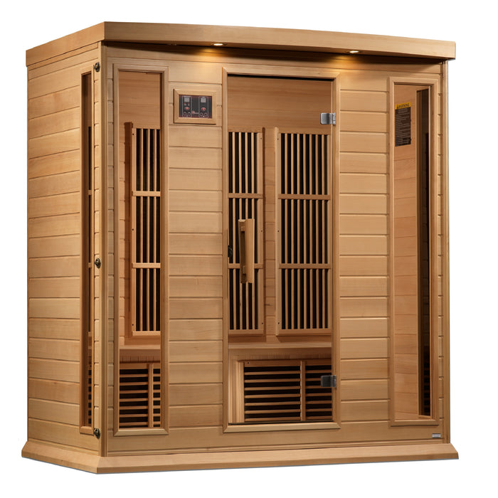 Golden Designs Maxxus 4-Person FAR Infrared Sauna Corner Unit w/ Hemlock Wood