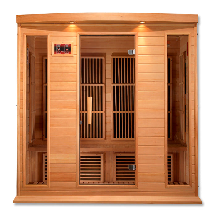 Golden Designs Maxxus Alpine 3-Person FAR Infrared Sauna Corner Unit w/ Hemlock Wood