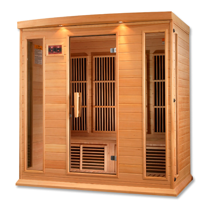 Golden Designs Maxxus Alpine 3-Person FAR Infrared Sauna Corner Unit w/ Hemlock Wood