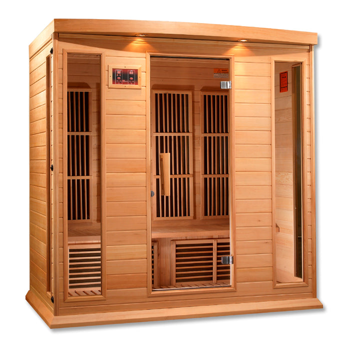 Golden Designs Maxxus Alpine 3-Person FAR Infrared Sauna Corner Unit w/ Hemlock Wood