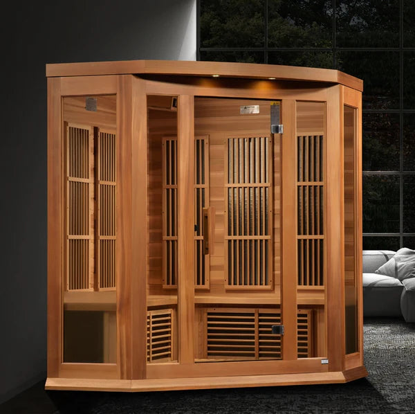 Golden Designs Maxxus Full Spectrum 3-Person FAR Infrared Sauna Corner Unit w/ Red Cedar Wood