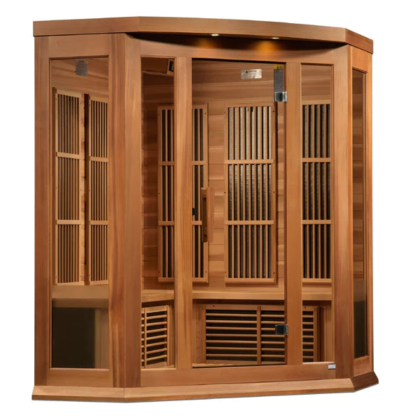 Golden Designs Maxxus Full Spectrum 3-Person FAR Infrared Sauna Corner Unit w/ Red Cedar Wood