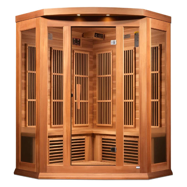 Golden Designs Maxxus Full Spectrum 3-Person FAR Infrared Sauna Corner Unit w/ Red Cedar Wood